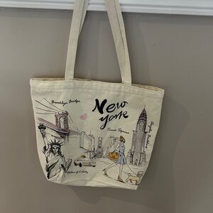 New York Themed Cream Tote Bag: purchased in Times Square
